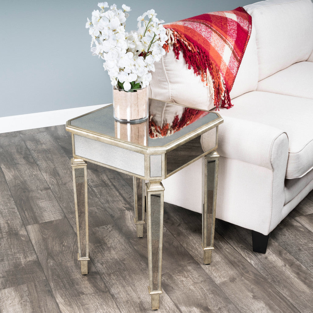 Silver Distressed Glass Square End Table By Homeroots | End Tables | Modishstore - 8