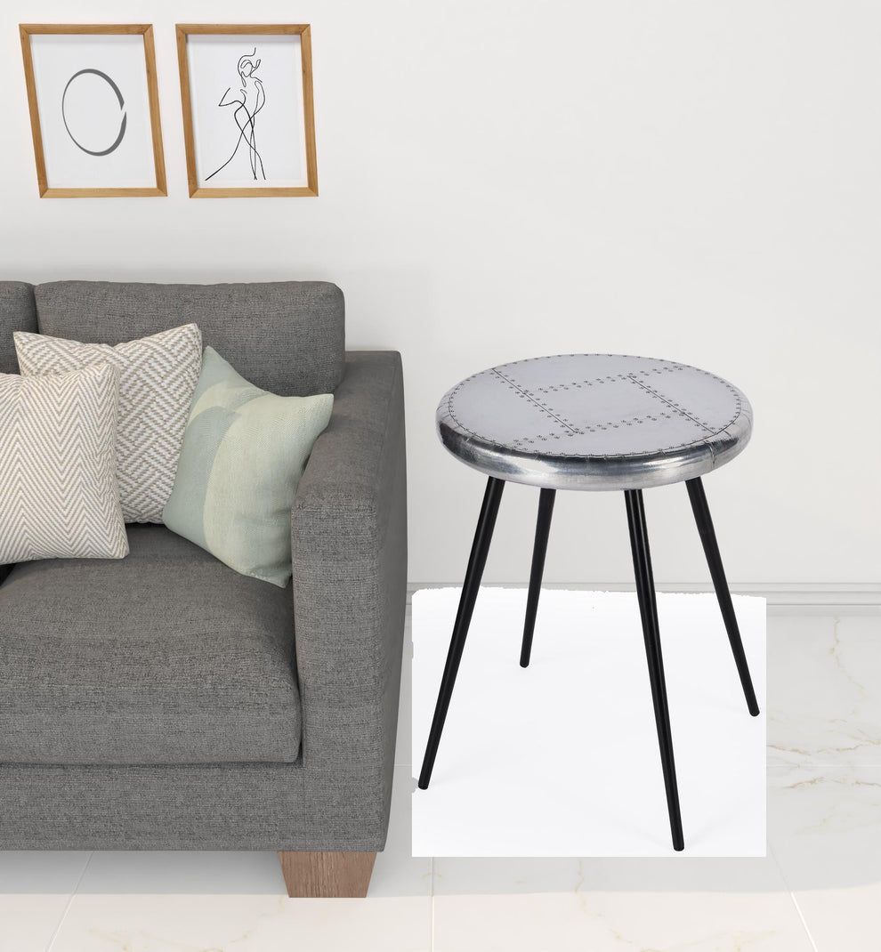Silver Round End Table By Homeroots | End Tables | Modishstore - 5