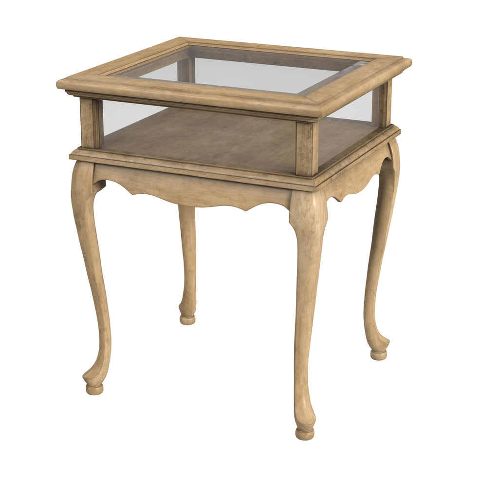 Beige Distressed Glass And Solid Wood End Table By Homeroots | End Tables | Modishstore - 3