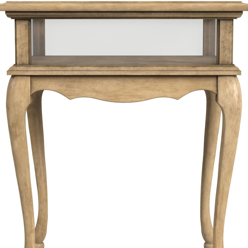 Beige Distressed Glass And Solid Wood End Table By Homeroots | End Tables | Modishstore - 7
