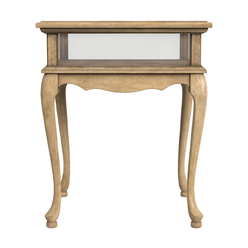 Beige Distressed Glass And Solid Wood End Table By Homeroots | End Tables | Modishstore - 2