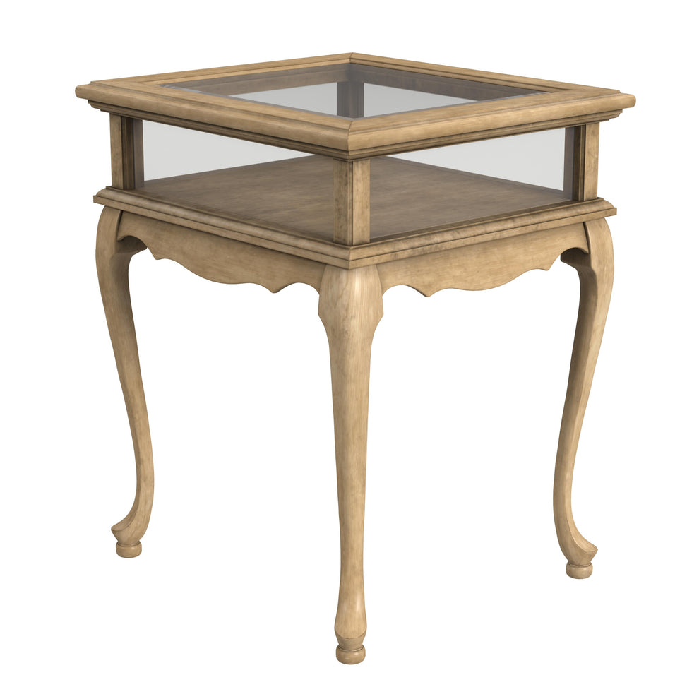 Beige Distressed Glass And Solid Wood End Table By Homeroots | End Tables | Modishstore - 4