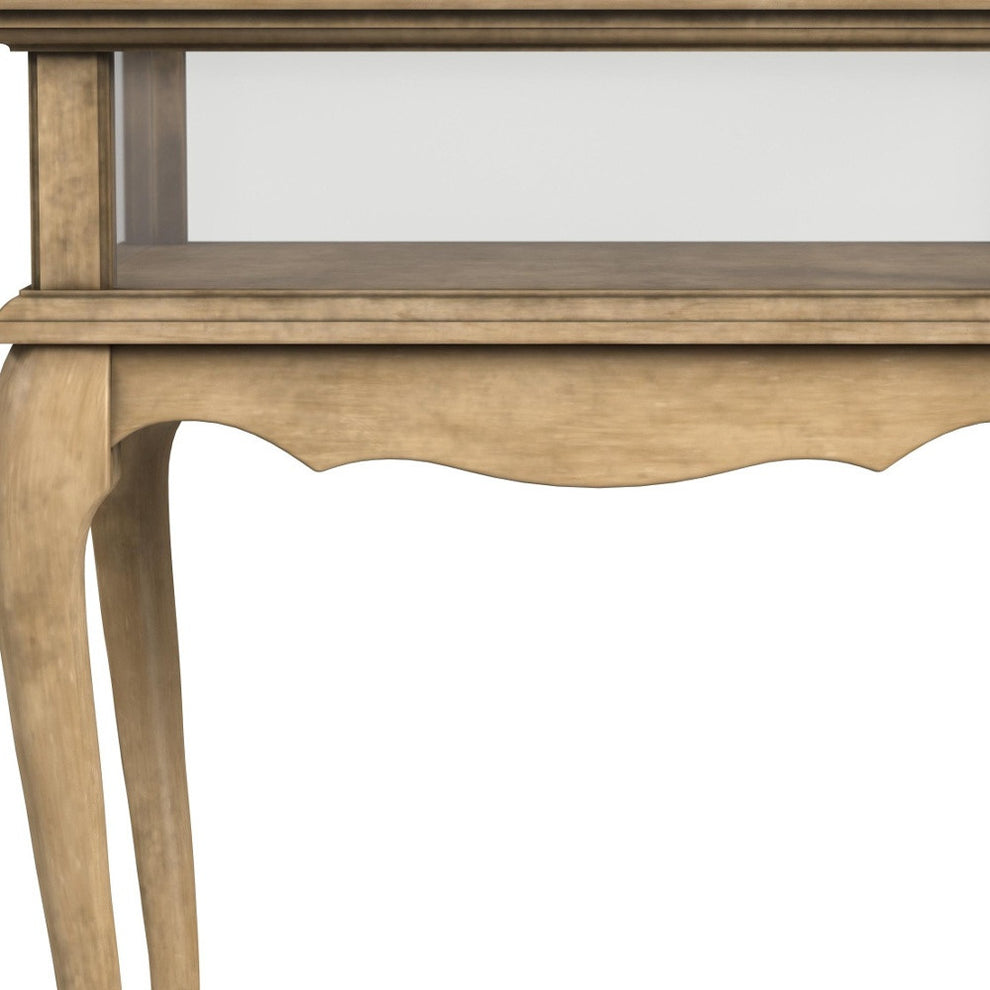 Beige Distressed Glass And Solid Wood End Table By Homeroots | End Tables | Modishstore - 6