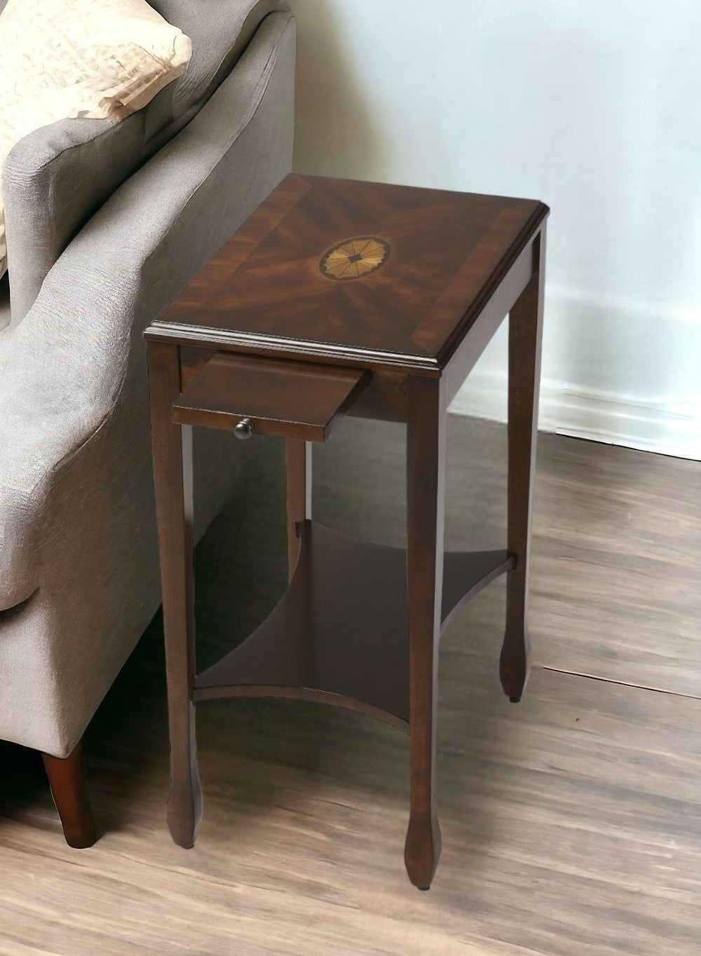 Dark Brown Manufactured Wood Rectangular End Table With Shelf By Homeroots | End Tables | Modishstore - 2