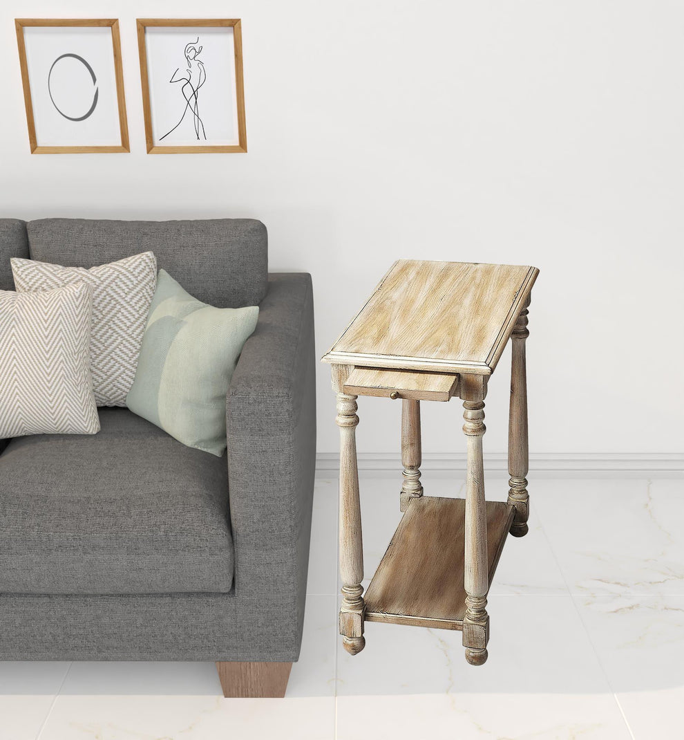 Gray End Table With Shelf By Homeroots | End Tables | Modishstore - 2