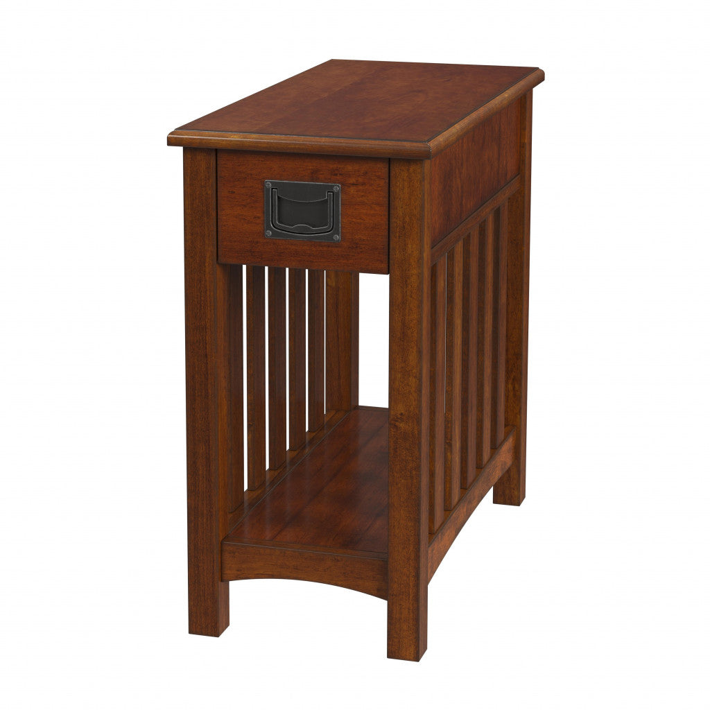 Light Brown Manufactured Wood Rectangular End Table With Drawer And Shelf By Homeroots | End Tables | Modishstore - 1