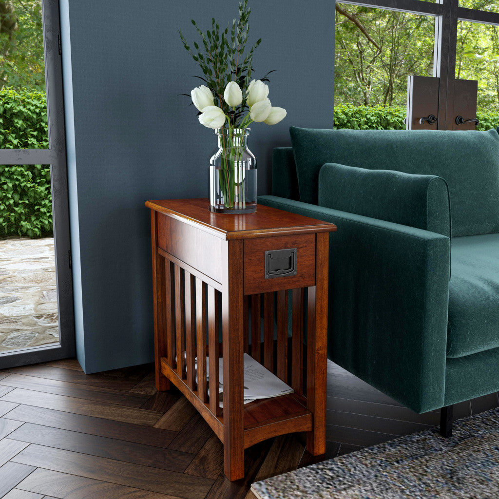 Light Brown Manufactured Wood Rectangular End Table With Drawer And Shelf By Homeroots | End Tables | Modishstore - 7