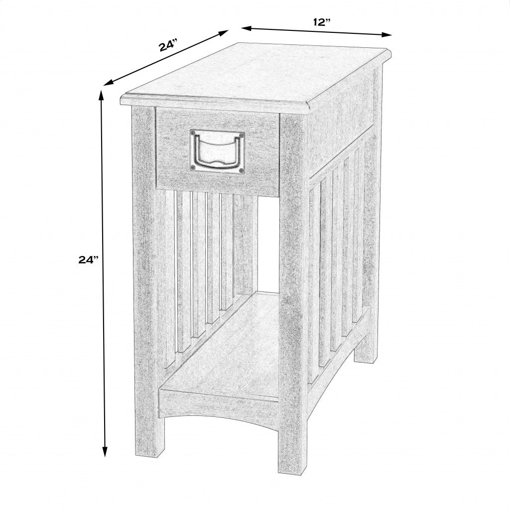 Light Brown Manufactured Wood Rectangular End Table With Drawer And Shelf By Homeroots | End Tables | Modishstore - 8