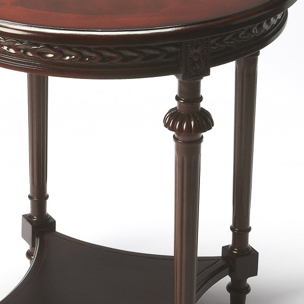 Dark Brown Manufactured Wood Round End Table With Shelf By Homeroots | End Tables | Modishstore - 4