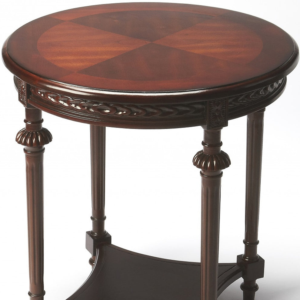 Dark Brown Manufactured Wood Round End Table With Shelf By Homeroots | End Tables | Modishstore - 3