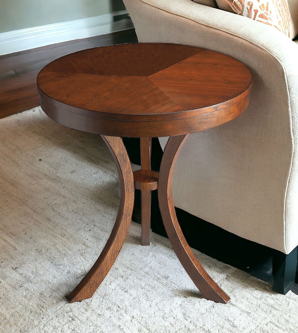 Medium Brown Manufactured Wood Round End Table By Homeroots | End Tables | Modishstore - 2