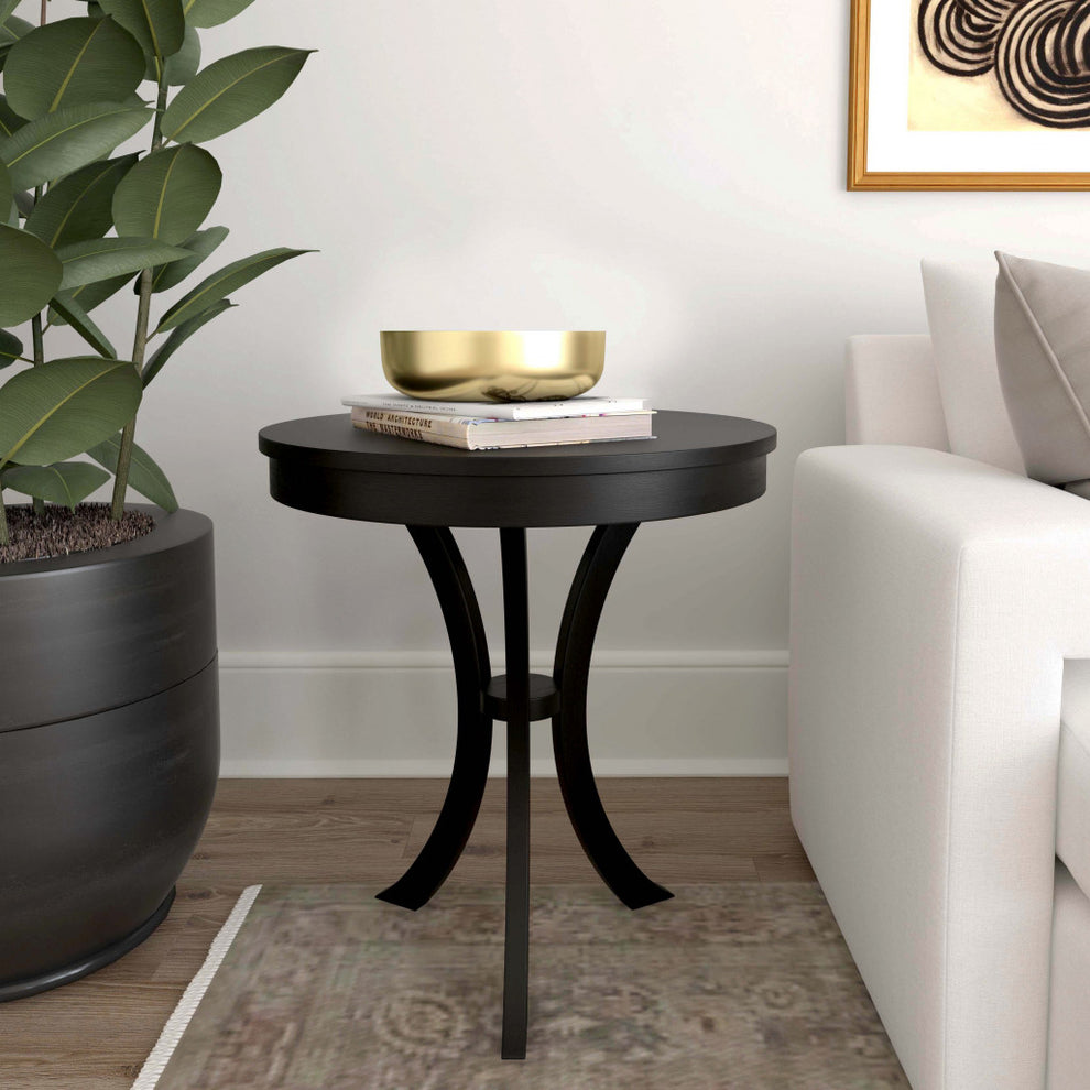 Black Manufactured Wood Round End Table By Homeroots | End Tables | Modishstore - 4