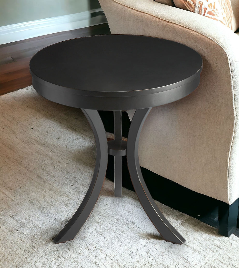 Black Manufactured Wood Round End Table By Homeroots | End Tables | Modishstore - 2
