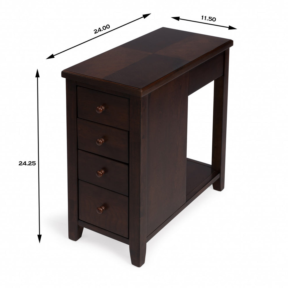 Dark Brown Manufactured Wood Rectangular End Table With Four Drawers And Shelf By Homeroots | End Tables | Modishstore - 8