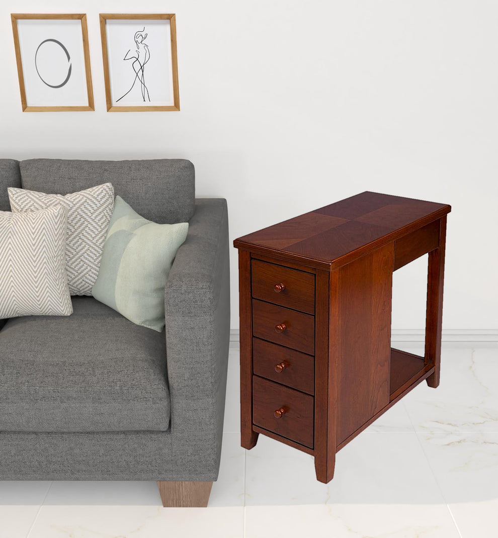 Medium Brown Manufactured Wood Rectangular End Table With Four Drawers And Shelf By Homeroots | End Tables | Modishstore - 5
