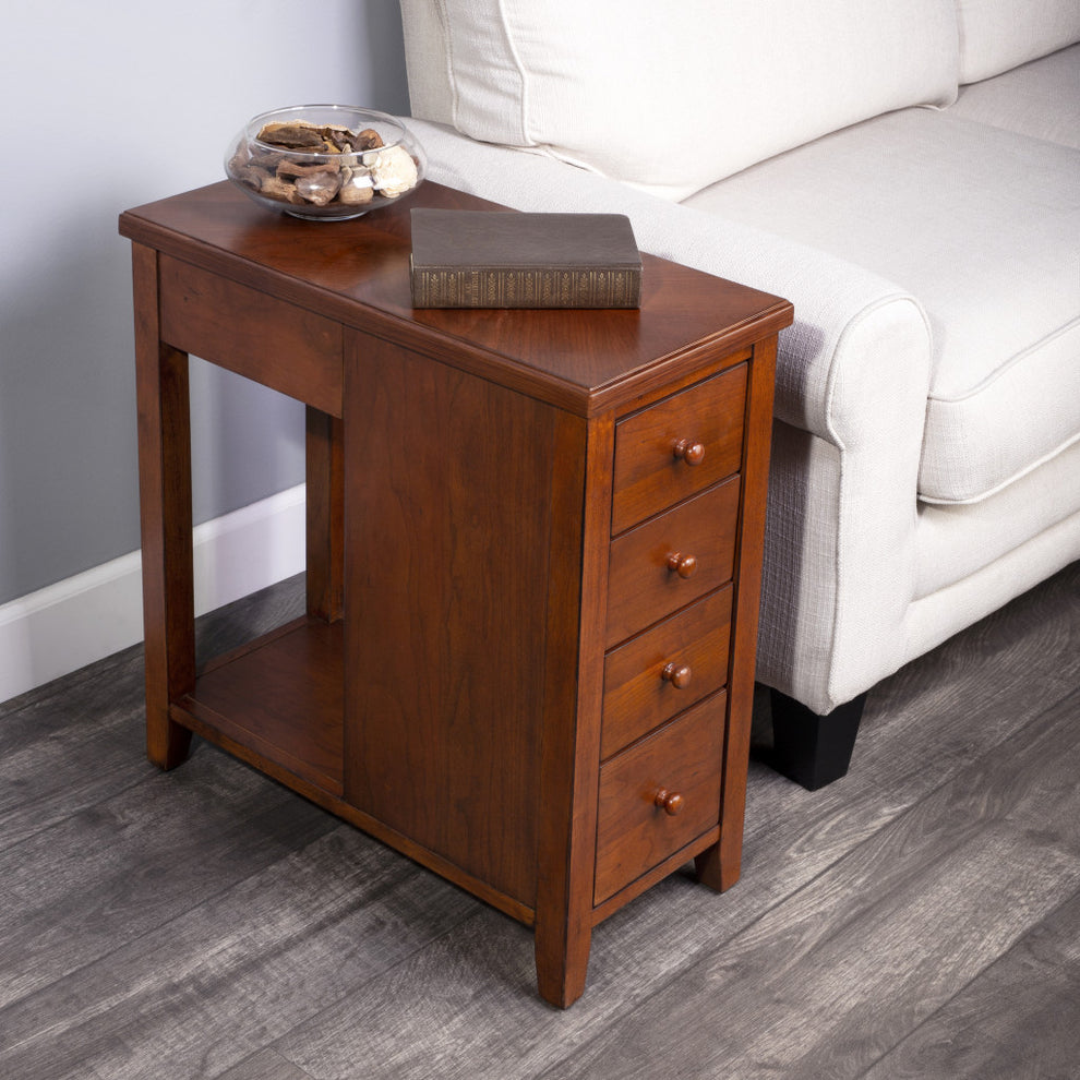 Medium Brown Manufactured Wood Rectangular End Table With Four Drawers And Shelf By Homeroots | End Tables | Modishstore - 7