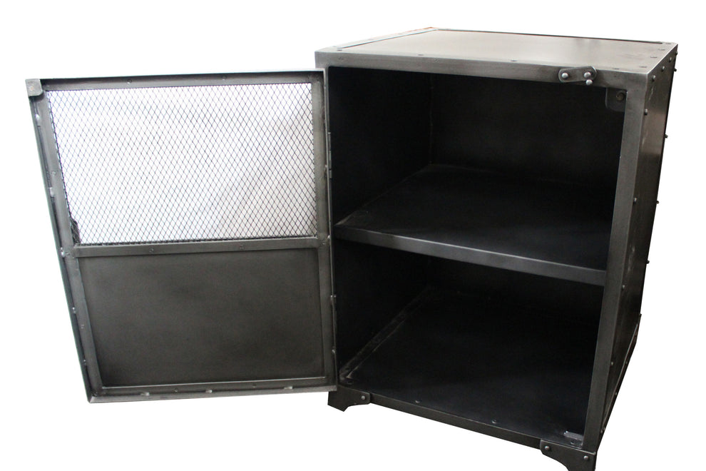 Silver Metal Accent Cabinet With Two Shelves By Homeroots | Cabinets | Modishstore - 3