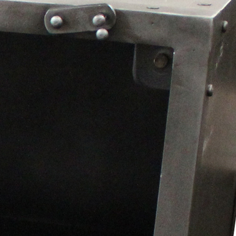 Silver Metal Accent Cabinet With Two Shelves By Homeroots | Cabinets | Modishstore - 6