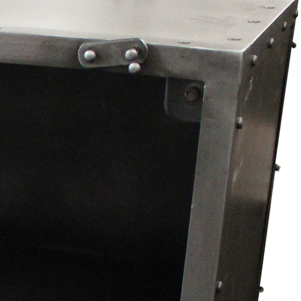 Silver Metal Accent Cabinet With Two Shelves By Homeroots | Cabinets | Modishstore - 4