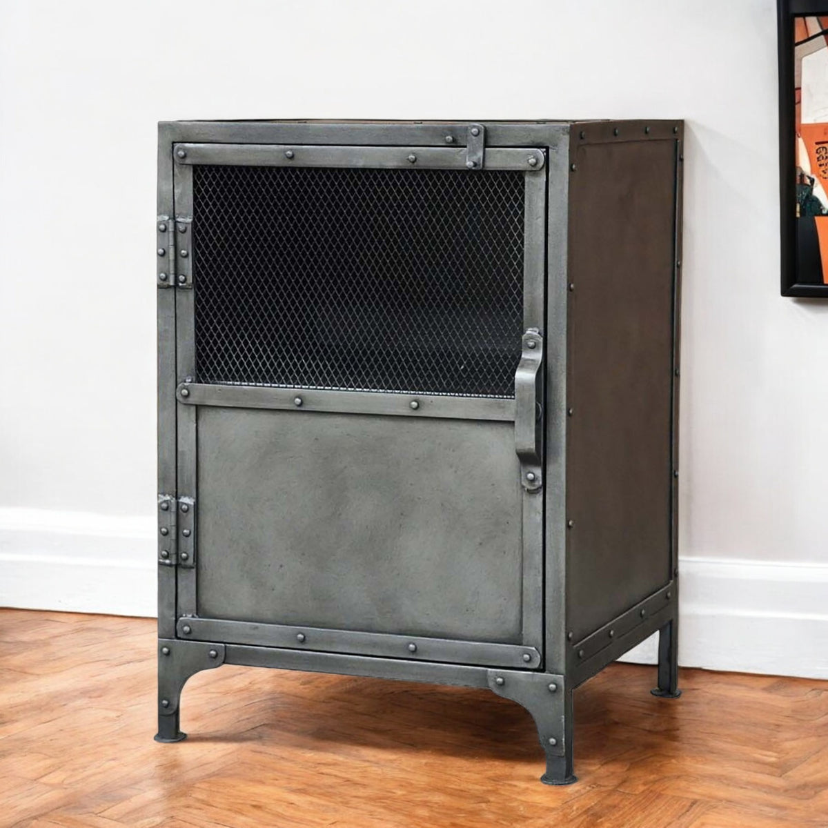 Silver Metal Accent Cabinet With Two Shelves By Homeroots | Cabinets | Modishstore - 1