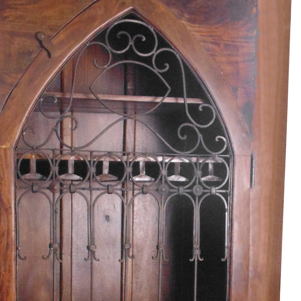 Dark Brown Solid Wood And Iron Bar Cabinet With Three Shelves By Homeroots | Cabinets | Modishstore - 4