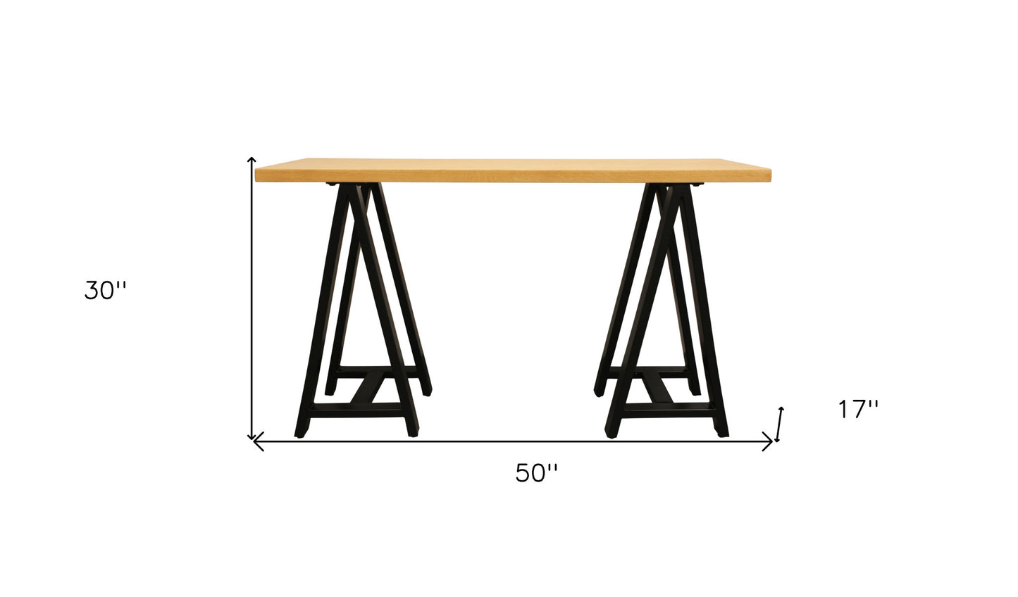 Natural and Black Solid Wood A Frame Console Table By Homeroots | Console Tables | Modishstore - 6