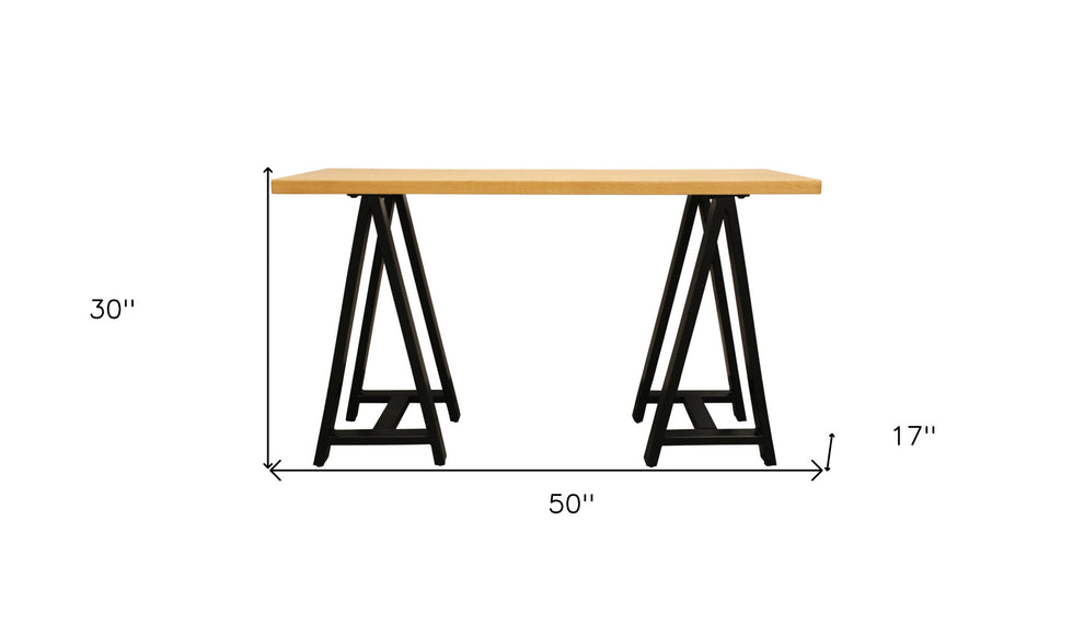 Natural and Black Solid Wood A Frame Console Table By Homeroots | Console Tables | Modishstore - 6