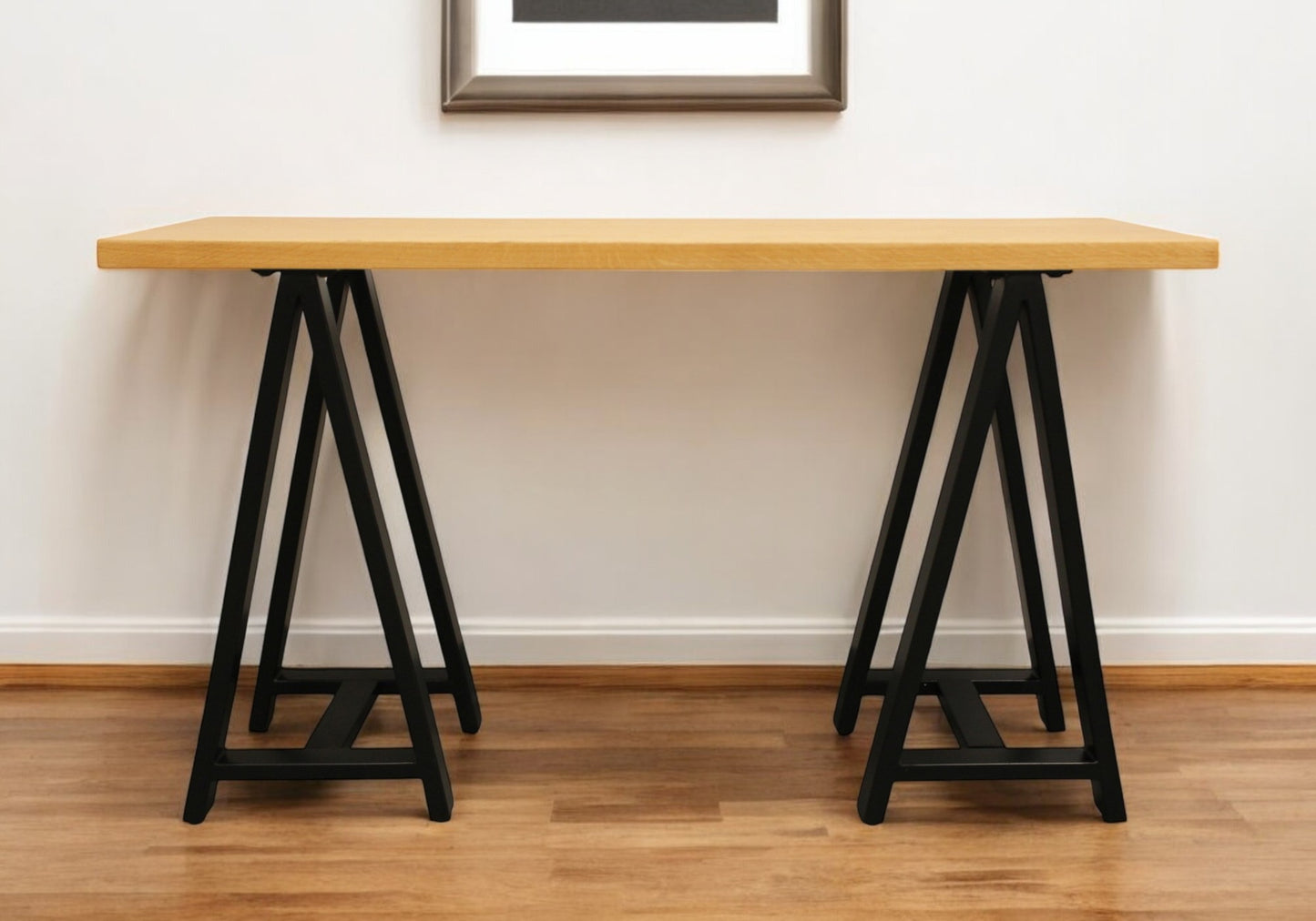Natural and Black Solid Wood A Frame Console Table By Homeroots | Console Tables | Modishstore - 1