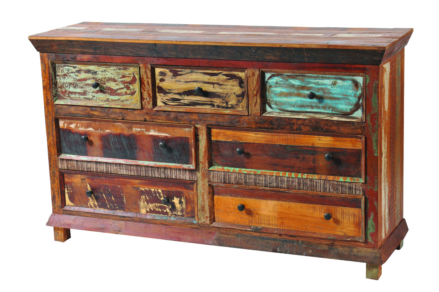 Brown Solid Wood Seven Drawer Triple Dresser By Homeroots | Dressers | Modishstore - 3