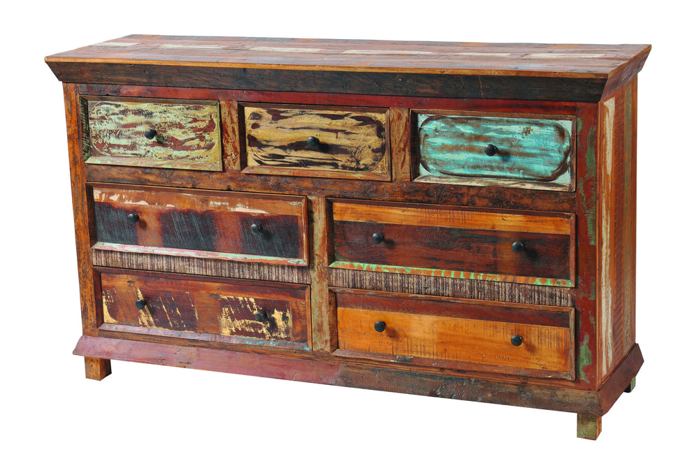 Brown Solid Wood Seven Drawer Triple Dresser By Homeroots | Dressers | Modishstore - 3