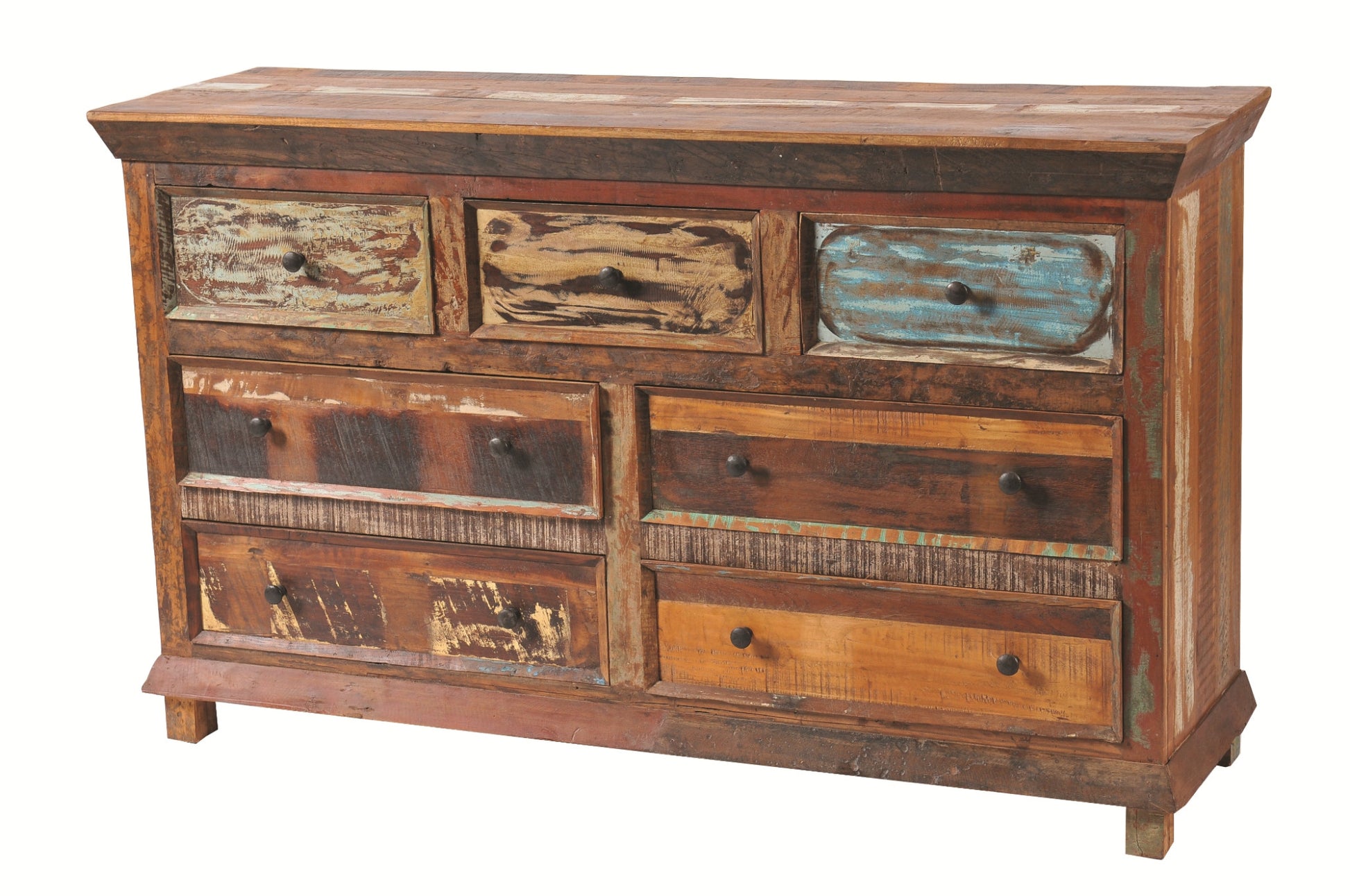 Brown Solid Wood Seven Drawer Triple Dresser By Homeroots | Dressers | Modishstore - 2