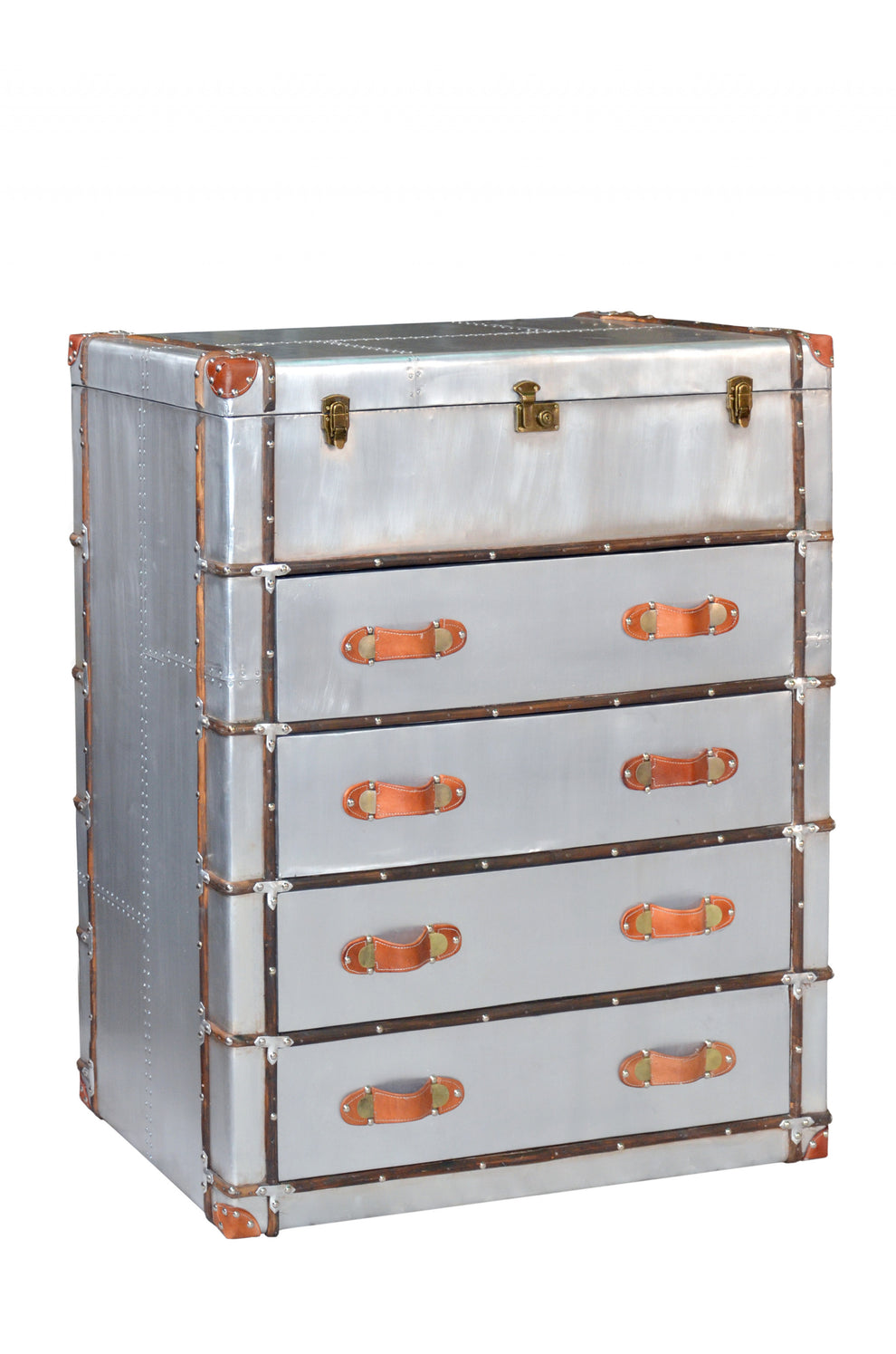 Silver Aluminum Four Drawer Dresser By Homeroots | Dressers | Modishstore - 2