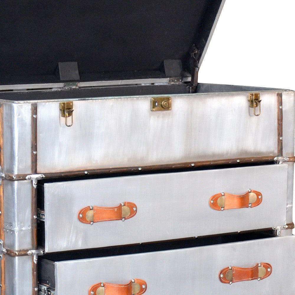 Silver Aluminum Four Drawer Dresser By Homeroots | Dressers | Modishstore - 5
