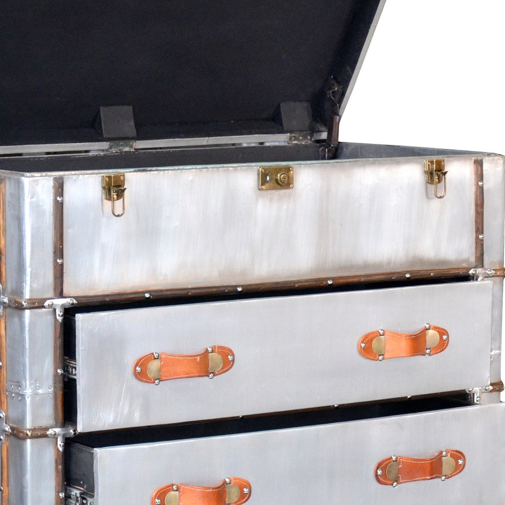 Silver Aluminum Four Drawer Dresser By Homeroots | Dressers | Modishstore - 5