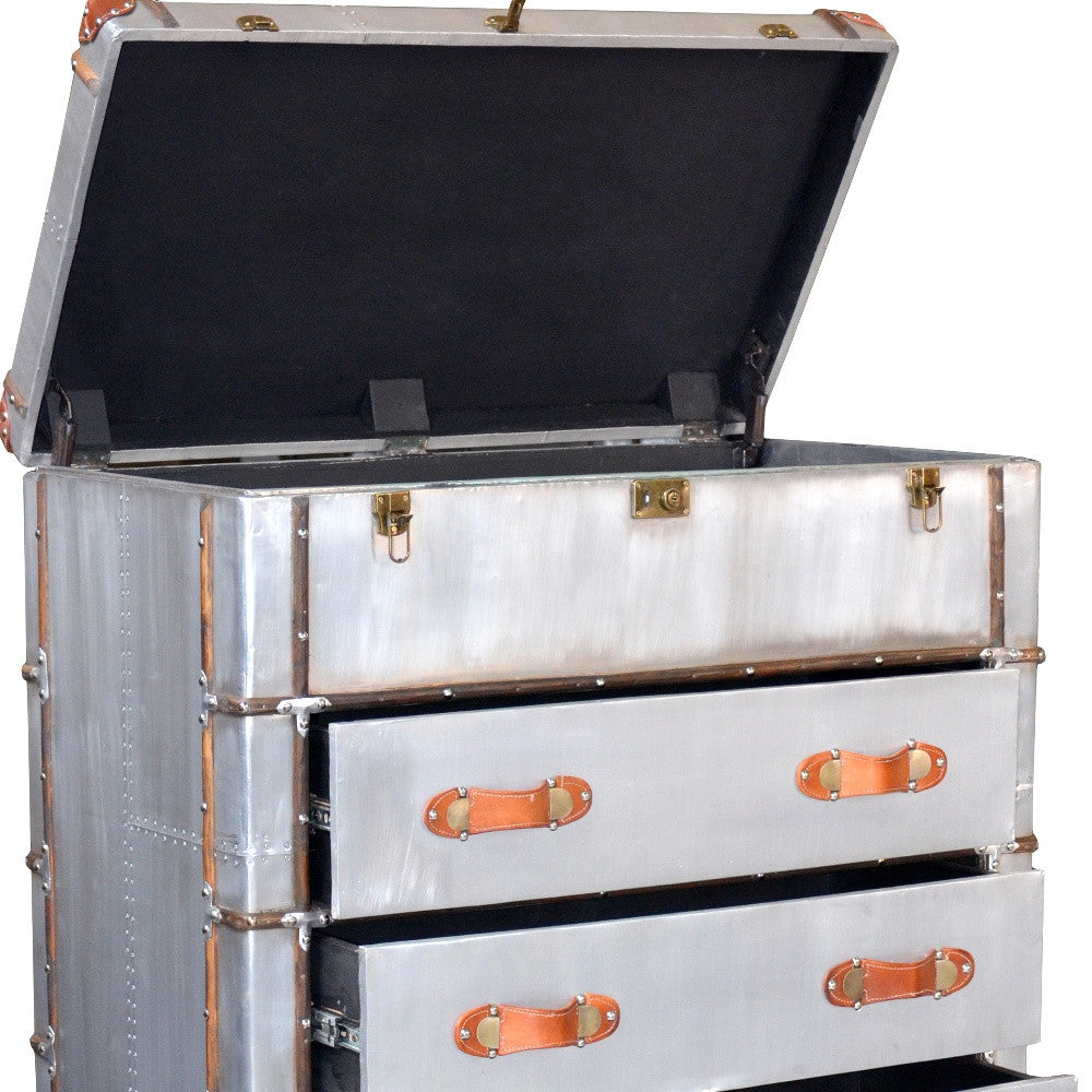 Silver Aluminum Four Drawer Dresser By Homeroots | Dressers | Modishstore - 4