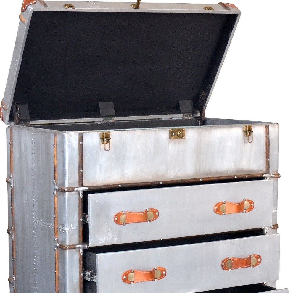 Silver Aluminum Four Drawer Dresser By Homeroots | Dressers | Modishstore - 4