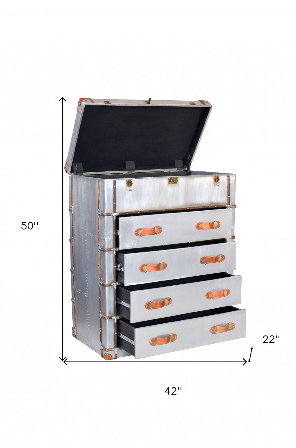 Silver Aluminum Four Drawer Dresser By Homeroots | Dressers | Modishstore - 6
