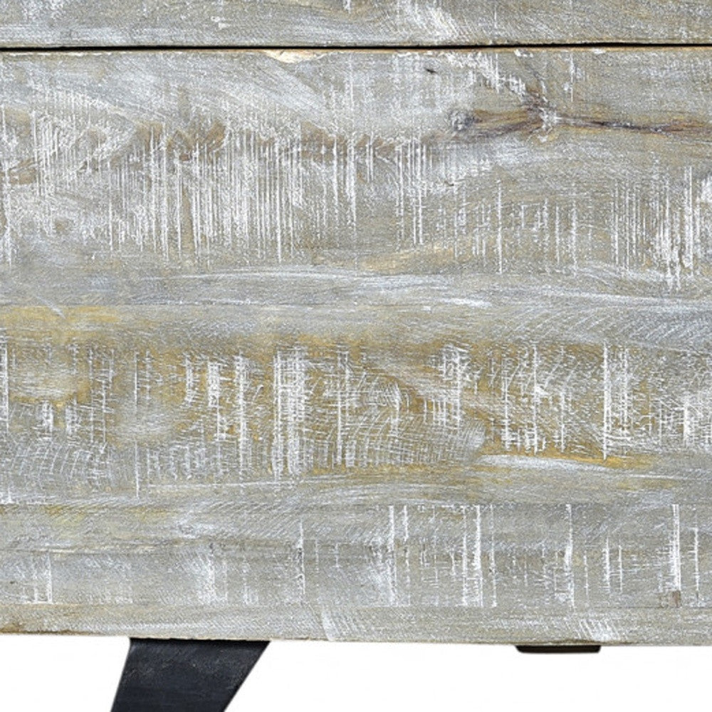 Gray and Black Distressed Solid Wood Storage Bench with Flip Top By Homeroots | Benches | Modishstore - 5