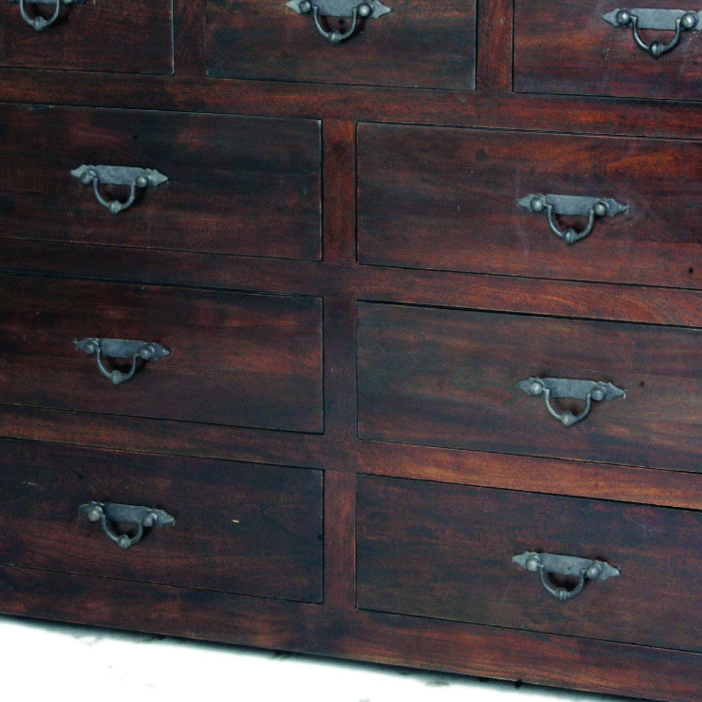 Brown Solid Wood Nine Drawer Double Dresser By Homeroots | Dressers | Modishstore - 4