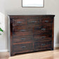 Brown Solid Wood Nine Drawer Double Dresser By Homeroots | Dressers | Modishstore - 1