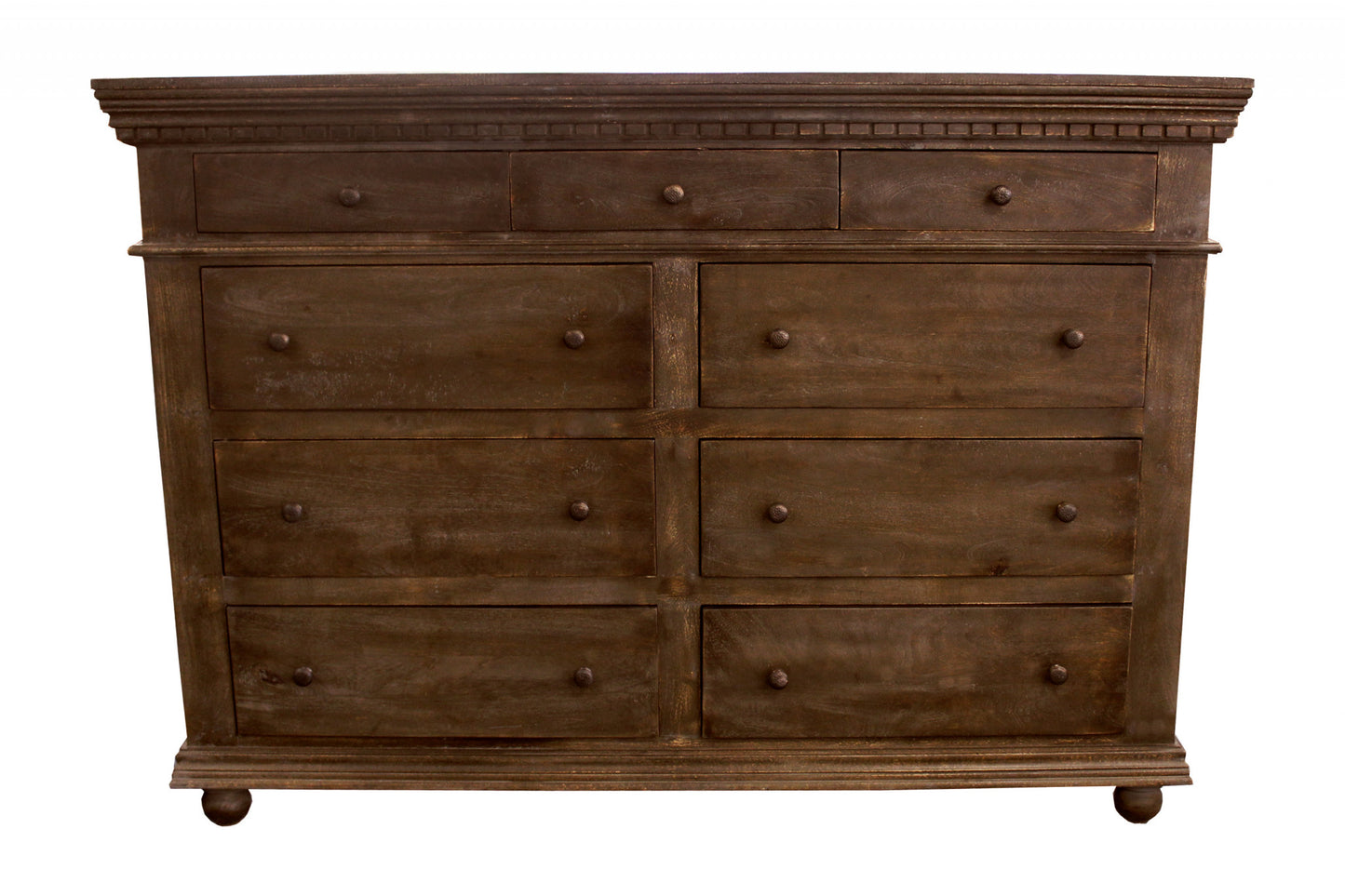 Tobacco Solid Wood Nine Drawer Gentleman's Chest By Homeroots | Dressers | Modishstore - 2