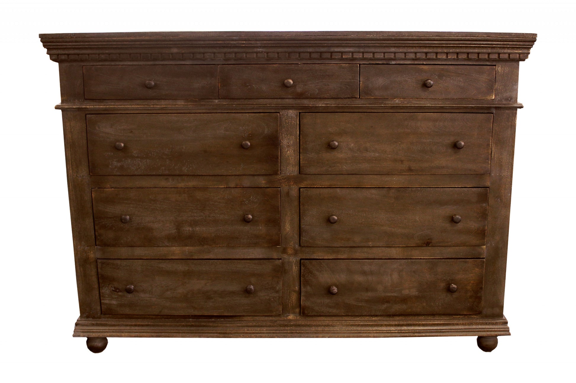 Tobacco Solid Wood Nine Drawer Gentleman's Chest By Homeroots | Dressers | Modishstore - 2