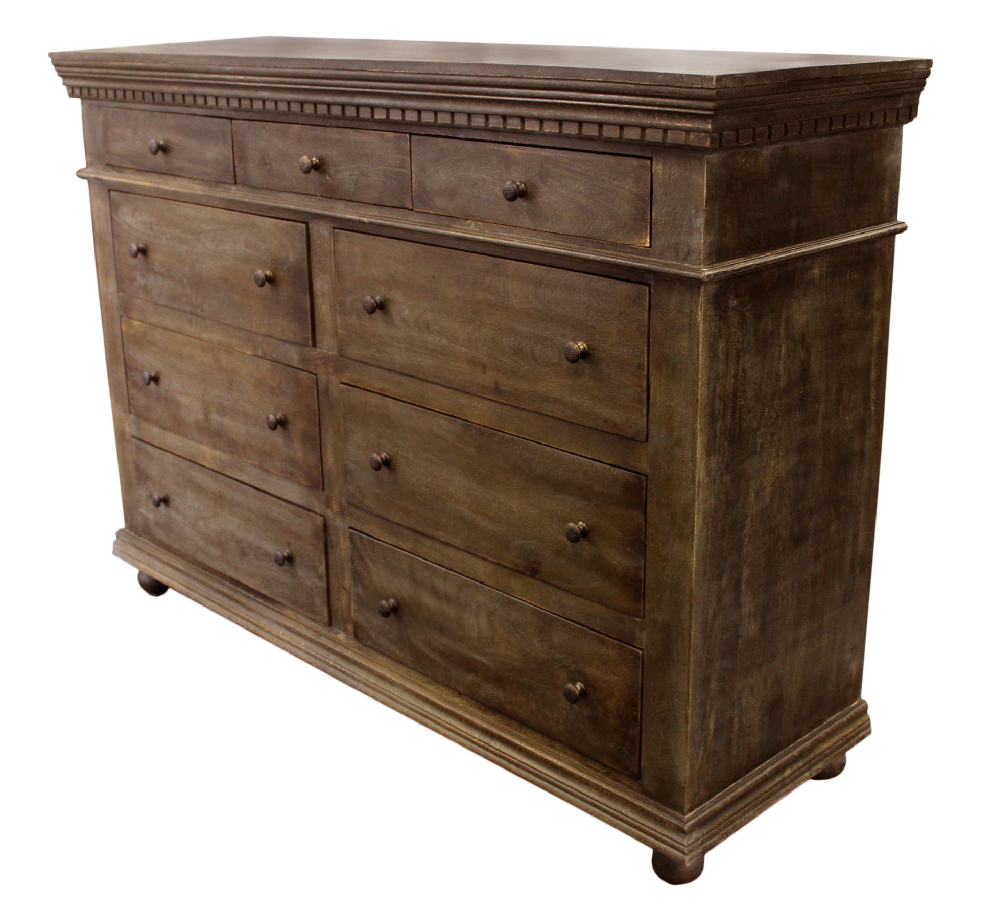 Tobacco Solid Wood Nine Drawer Gentleman's Chest By Homeroots | Dressers | Modishstore - 3