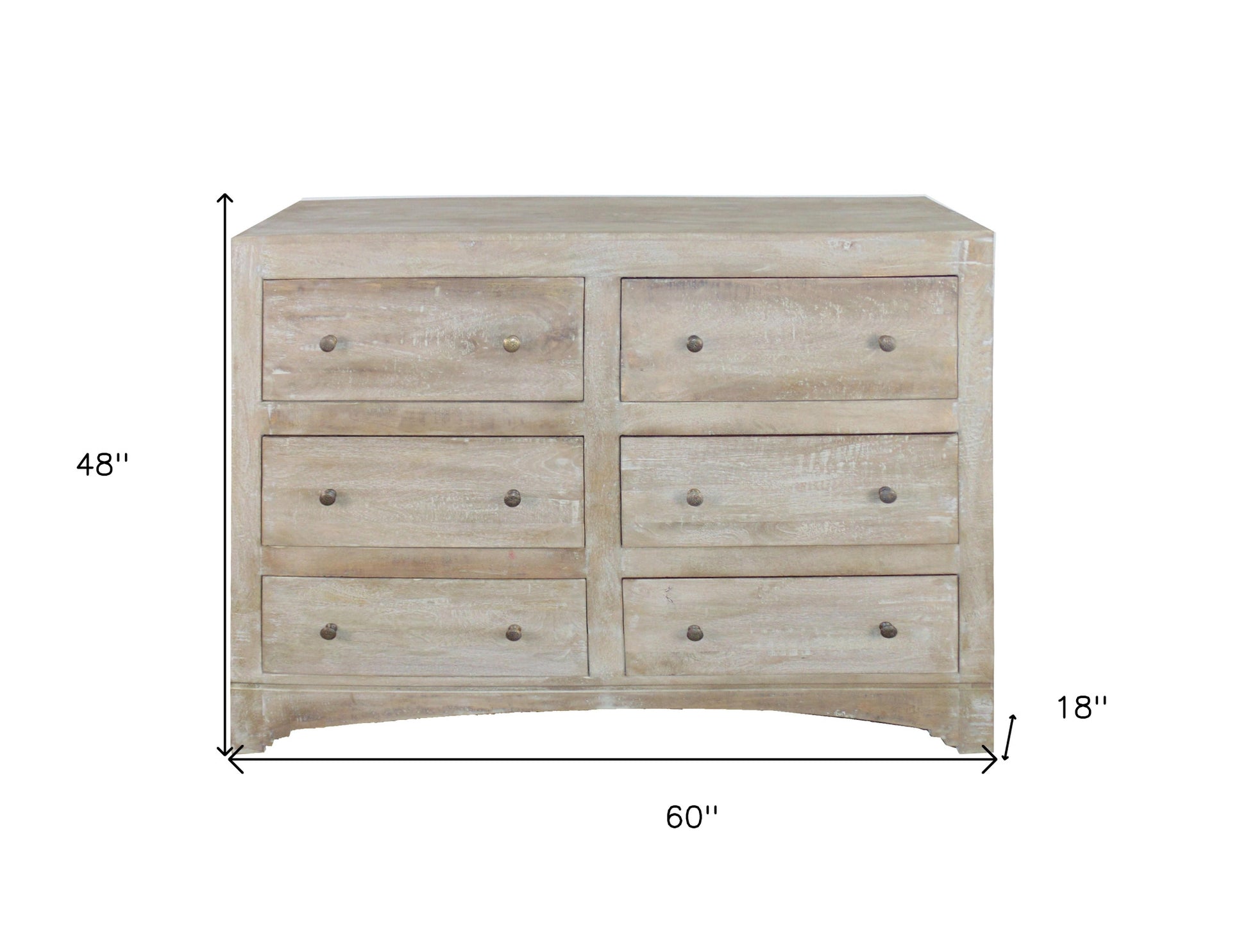 Brown Solid Wood Six Drawer Double Dresser By Homeroots | Dressers | Modishstore - 7