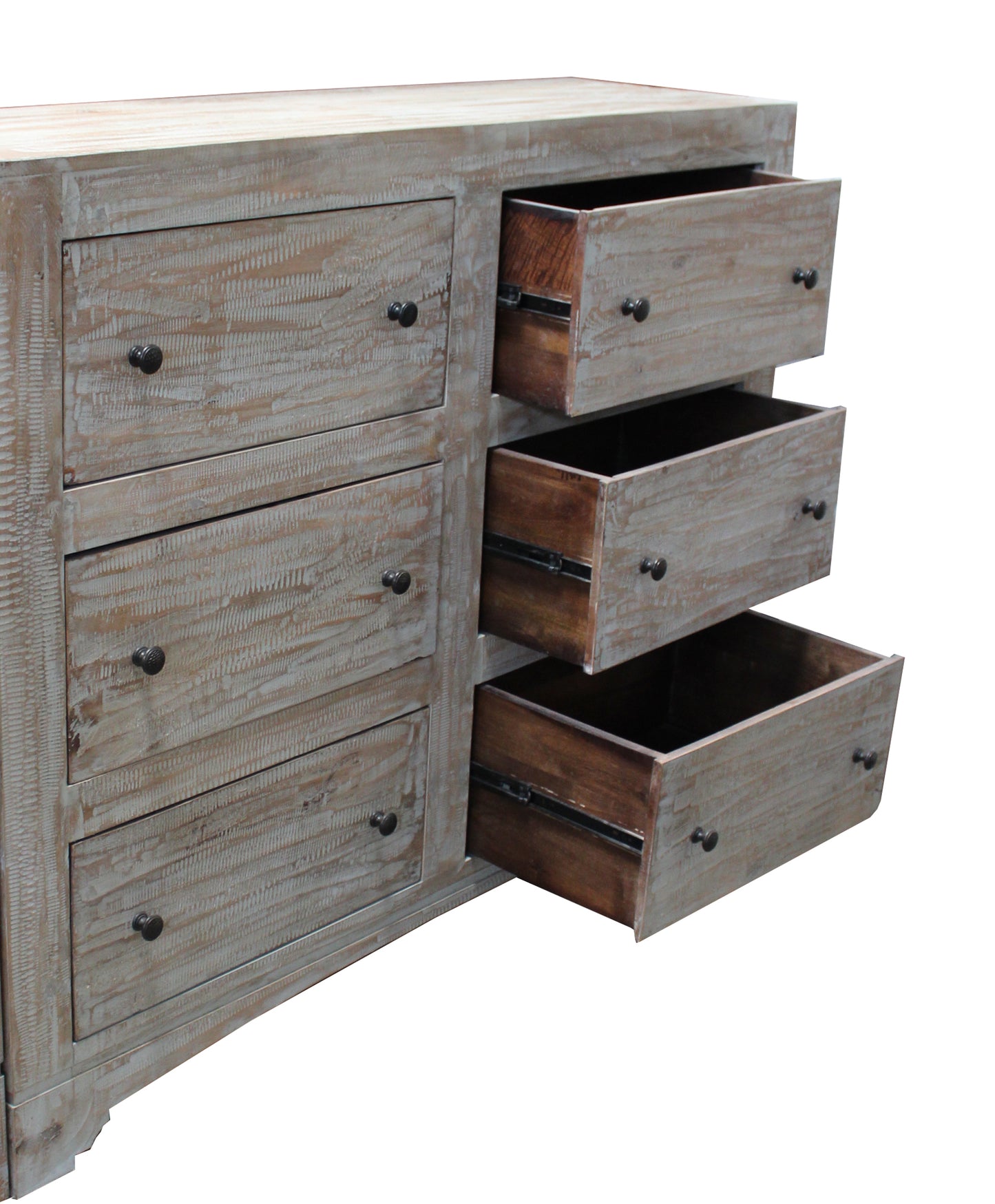 Brown Solid Wood Six Drawer Double Dresser By Homeroots | Dressers | Modishstore - 3