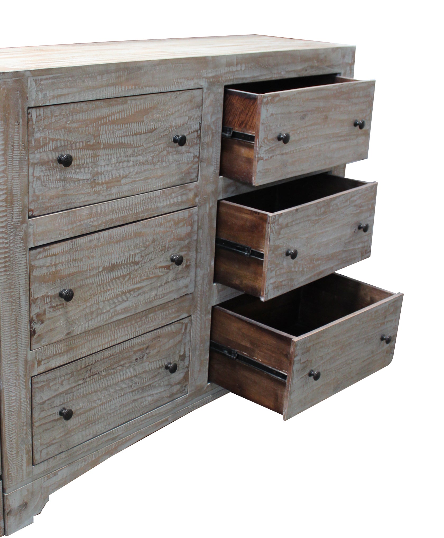 Brown Solid Wood Six Drawer Double Dresser By Homeroots | Dressers | Modishstore - 3