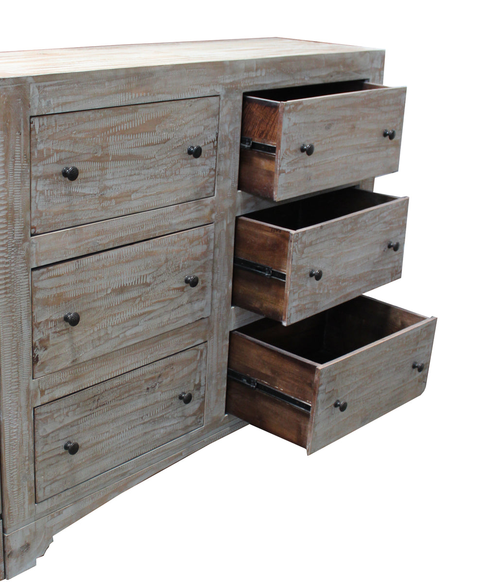 Brown Solid Wood Six Drawer Double Dresser By Homeroots | Dressers | Modishstore - 3