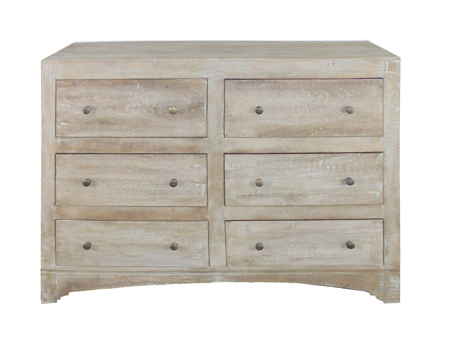 Brown Solid Wood Six Drawer Double Dresser By Homeroots | Dressers | Modishstore - 1