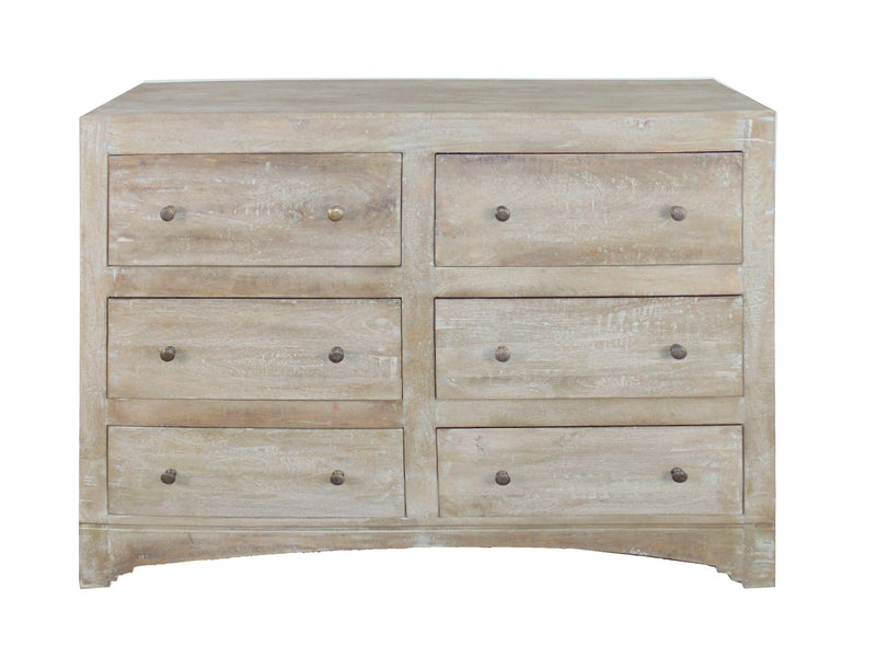 Brown Solid Wood Six Drawer Double Dresser By Homeroots | Dressers | Modishstore - 1