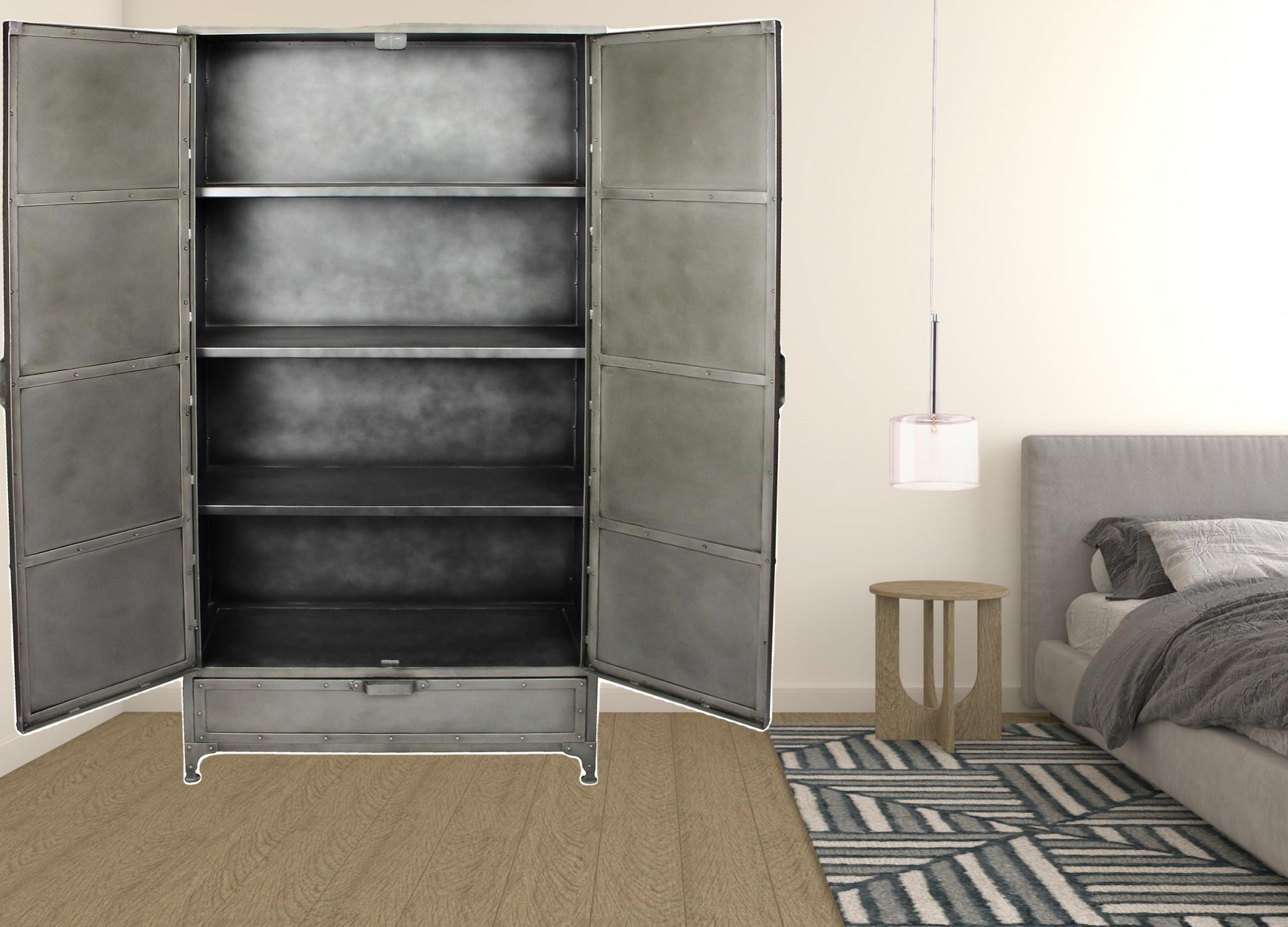 Silver Iron Drawer Combo Dresser By Homeroots | Dressers | Modishstore - 4